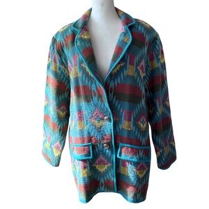 Vintage 80’s HoKus Pokus Tapestry Blanket Southwest Jacket Womens size L
